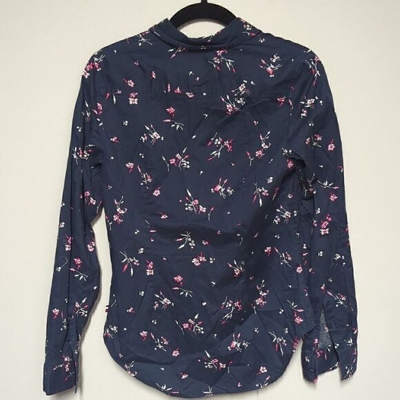 Tommy Hilfiger Navy Floral Button Down Blouse - Picture 3 of 5